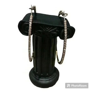 I.N.C. Gold Tone Large Pavé Cubic Zirconia Hoop Earrings